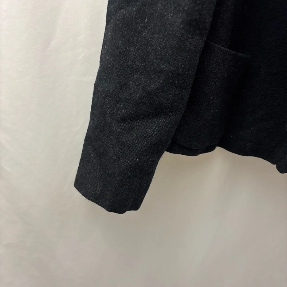 J Crew Fiona Ruffle Black Wool Tweed Jacket Blazer Size 10 Buttons